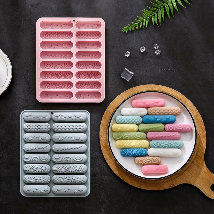 PROVIVID 2 Pack Silicone Mold Chocolate Stick Energy Bars Pink Blue Reusable