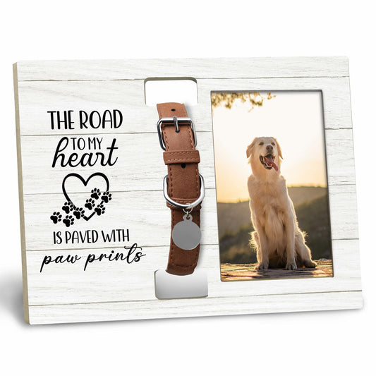 XNXLDYLH Pet Memorial Picture Frame with Collar Holder 4x6 Photo Frame