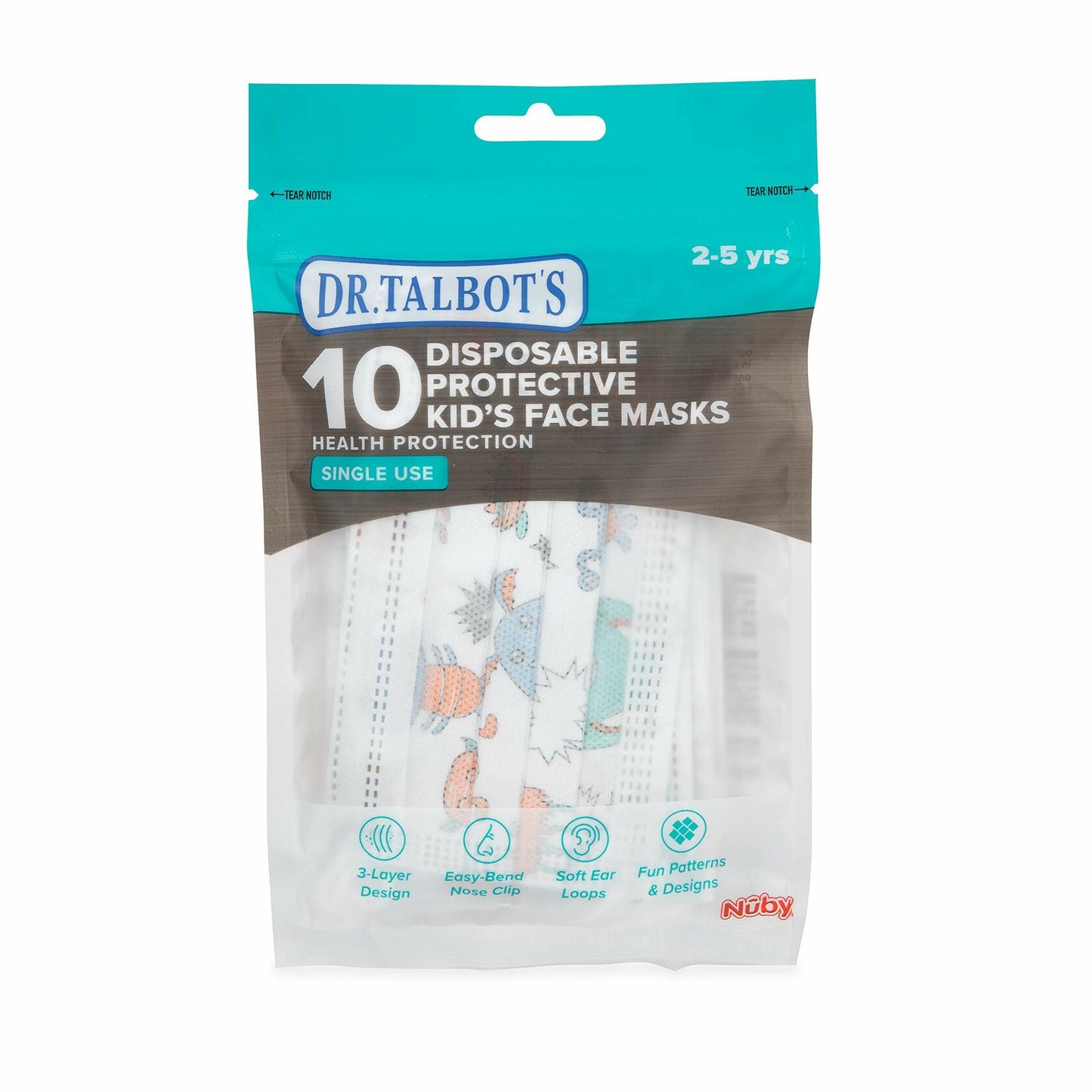 Dr. Talbot's Disposable Protective Face Masks Boys 2-5 Years 10-Count