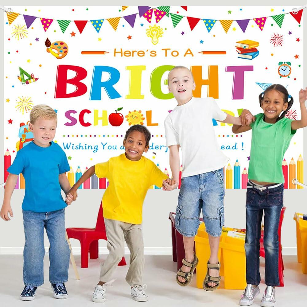 AIBIIN Back to School Photography Backdrop Black 70.8x43.3in Polyester