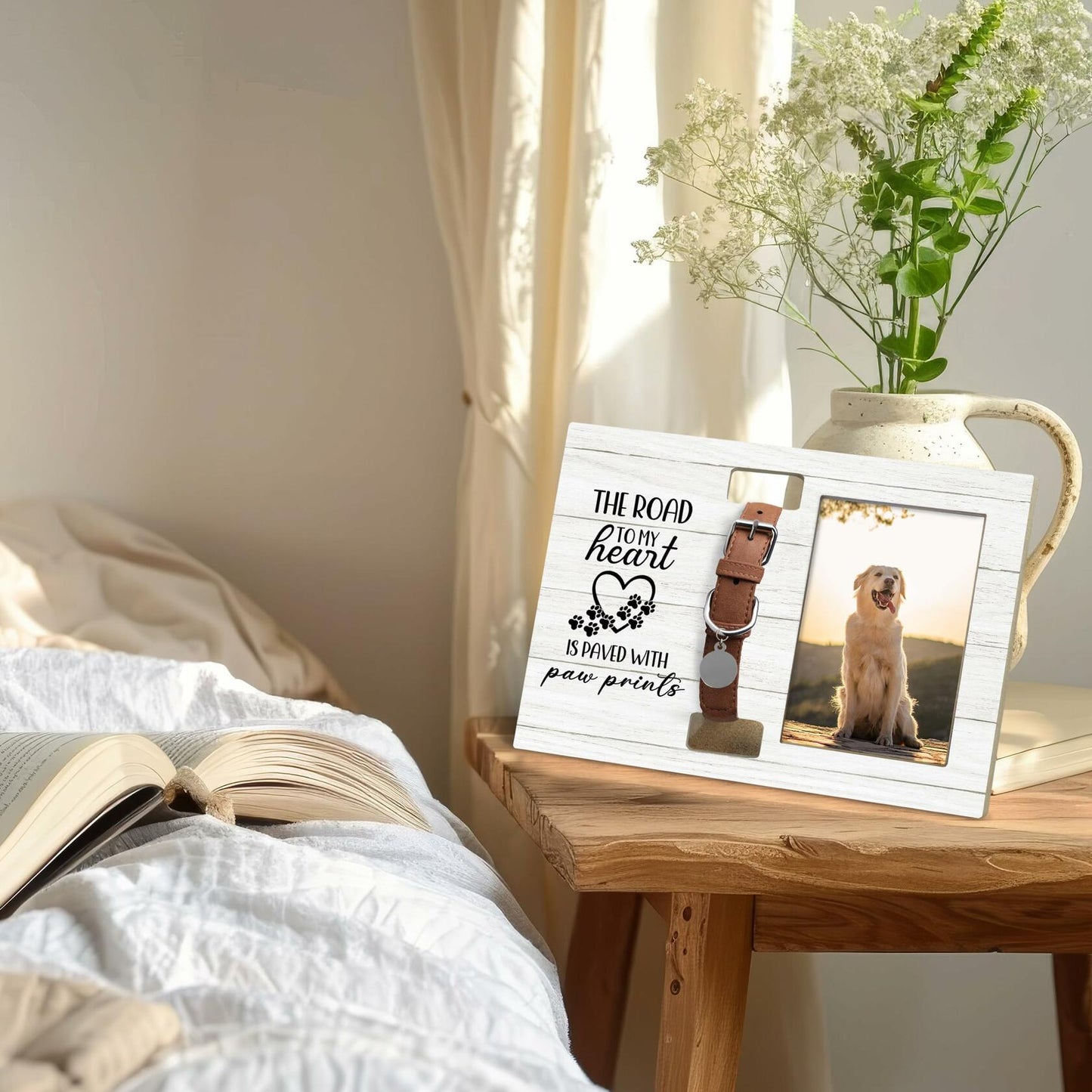 XNXLDYLH Pet Memorial Picture Frame with Collar Holder 4x6 Photo Frame