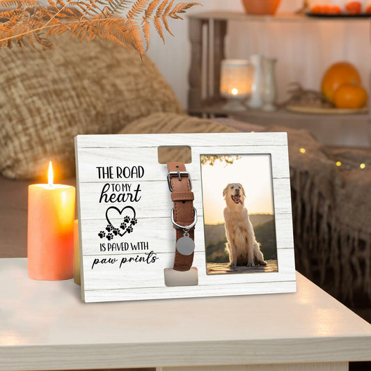 XNXLDYLH Pet Memorial Picture Frame with Collar Holder 4x6 Photo Frame
