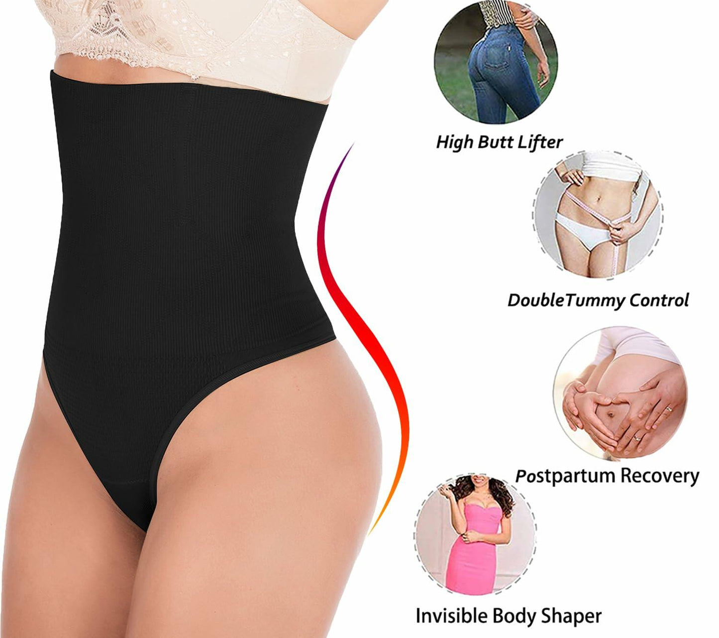 Hioffer Women Waist Cincher Girdle Tummy Slimmer Sexy Nude Lace Thong XL-XXL