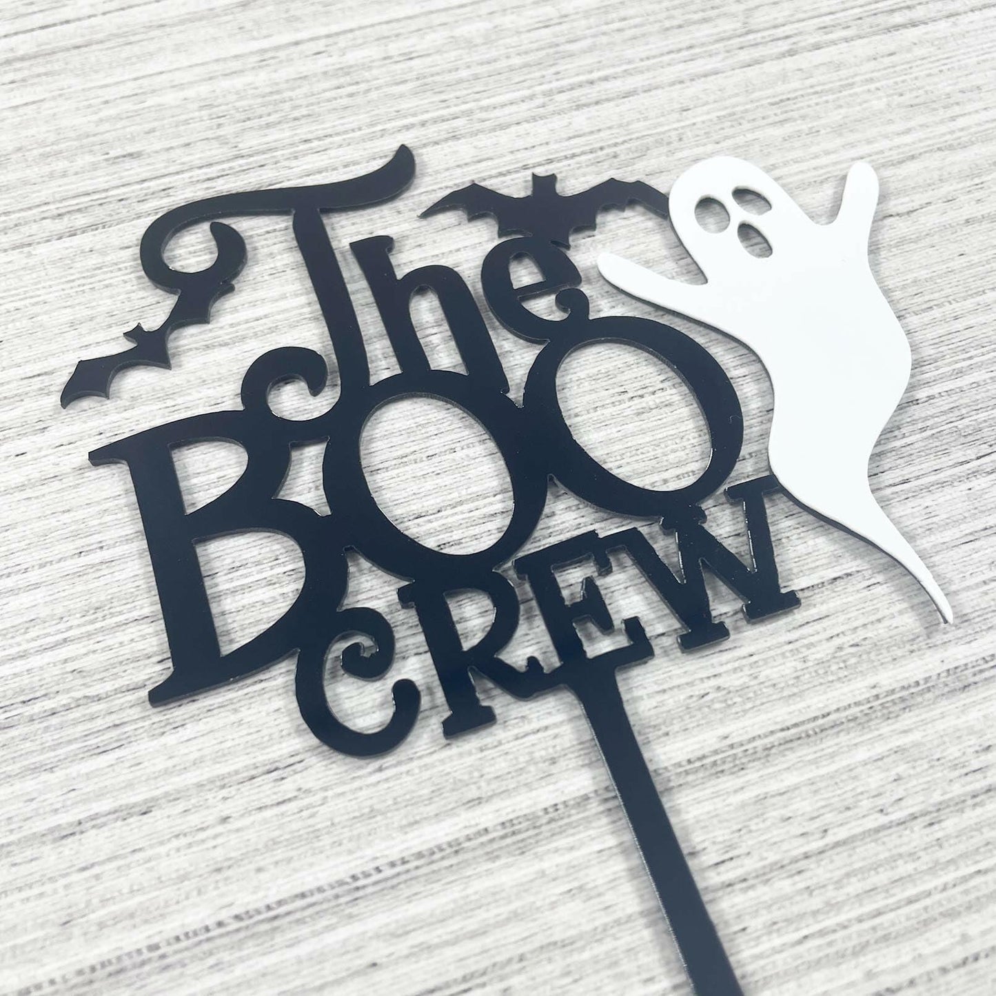 JIEEIN The Boo Crew Halloween Cake Topper Black Acrylic 1 Piece
