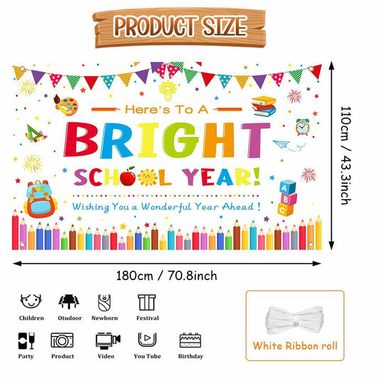 AIBIIN Back to School Photography Backdrop Black 70.8x43.3in Polyester