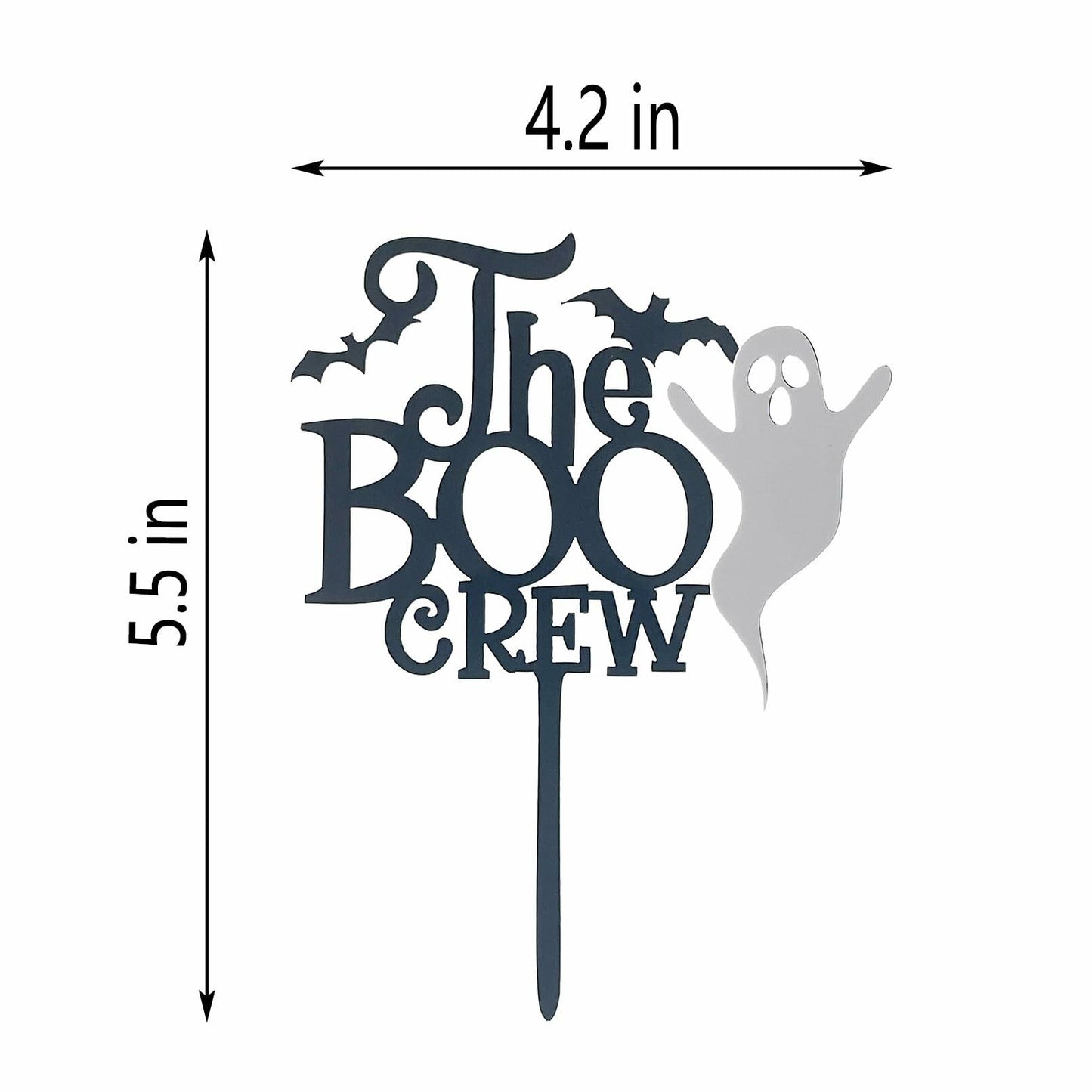 JIEEIN The Boo Crew Halloween Cake Topper Black Acrylic 1 Piece