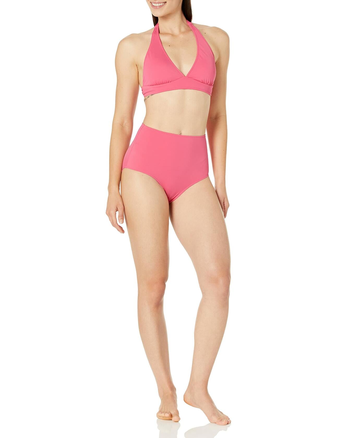 Amazon Essentials Women's High Waist Swim Bottom Hot Pink Size S