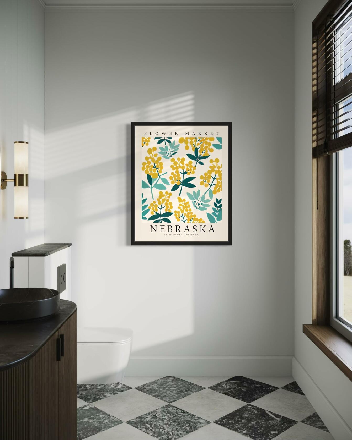 HomeArtPrint Nebraska Flower Market Art Print 8x10 Botanical Poster