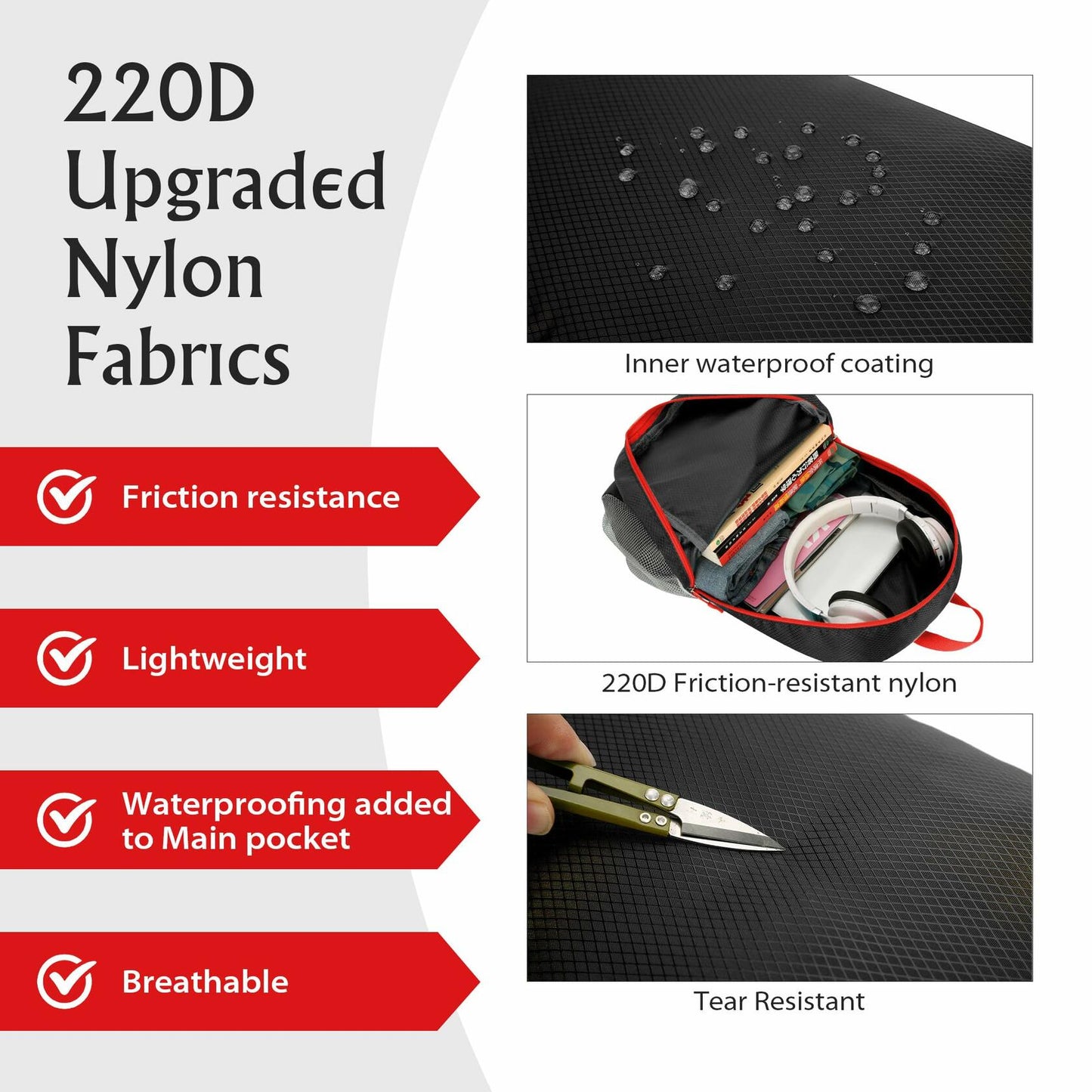 AMO NENES Lightweight Foldable Waterproof Hiking Backpack Black 25-30L