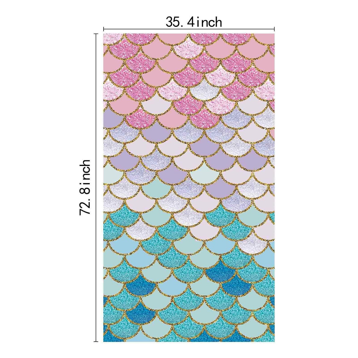 ZDX Mermaid Scales Door Banner Gold Glitter Blue Pink Purple 72.8x35.4in