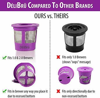 Delibru Reusable K Cups for Keurig 2.0 & 1.0 Coffee Makers 4 Pack Purple