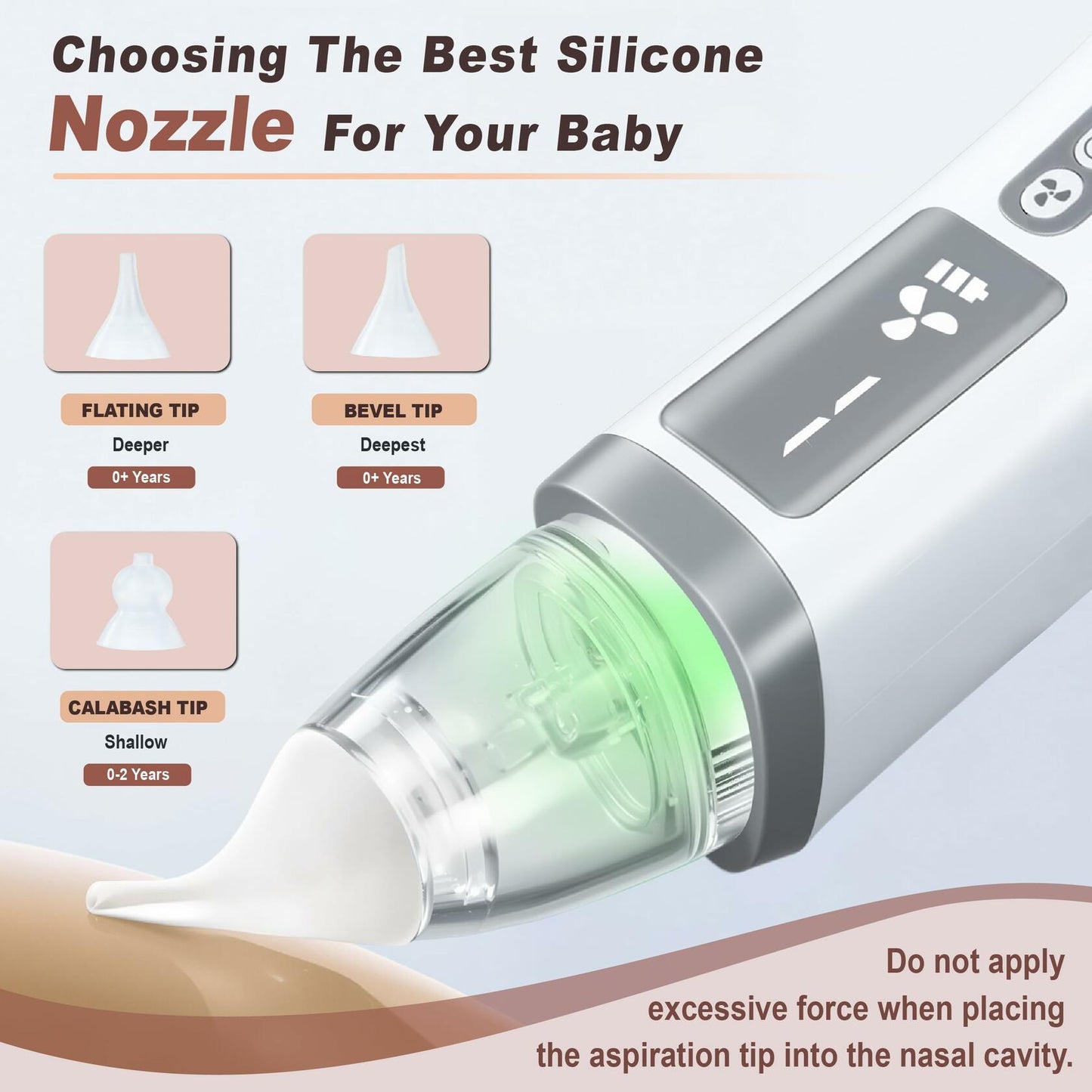 TopQuaFocus Baby Nasal Aspirator Electric Nose Cleaner 3 Suction Levels White