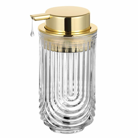 HiBidder Glass Soap Dispenser w/ Gold Pump Clear Bathroom Kitchen Decor