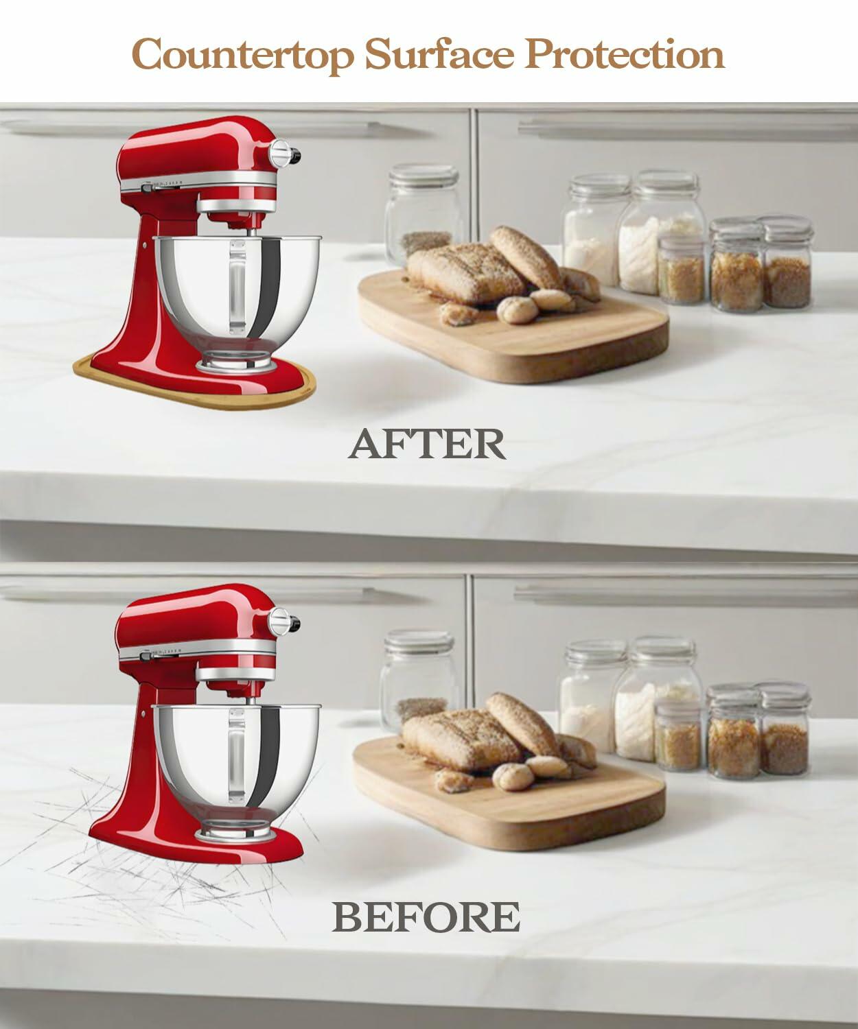 Bamboo Sliding Tray for Coffee Maker Mini Air Fryer Kitchen Counter Mat