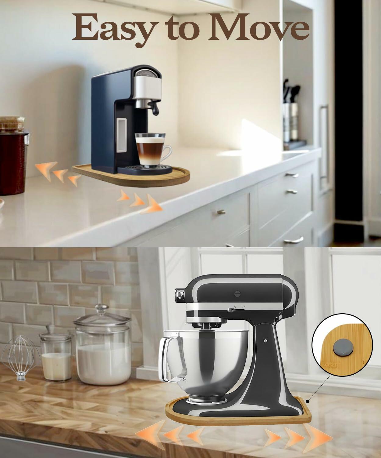 Bamboo Sliding Tray for Coffee Maker Mini Air Fryer Kitchen Counter Mat