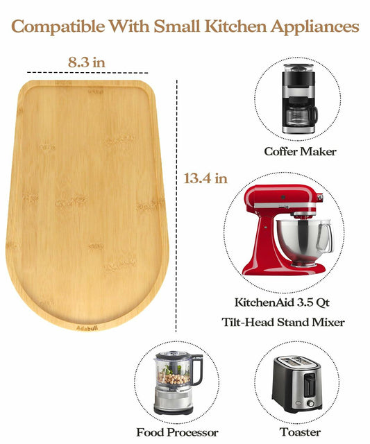 Bamboo Sliding Tray for Coffee Maker Mini Air Fryer Kitchen Counter Mat