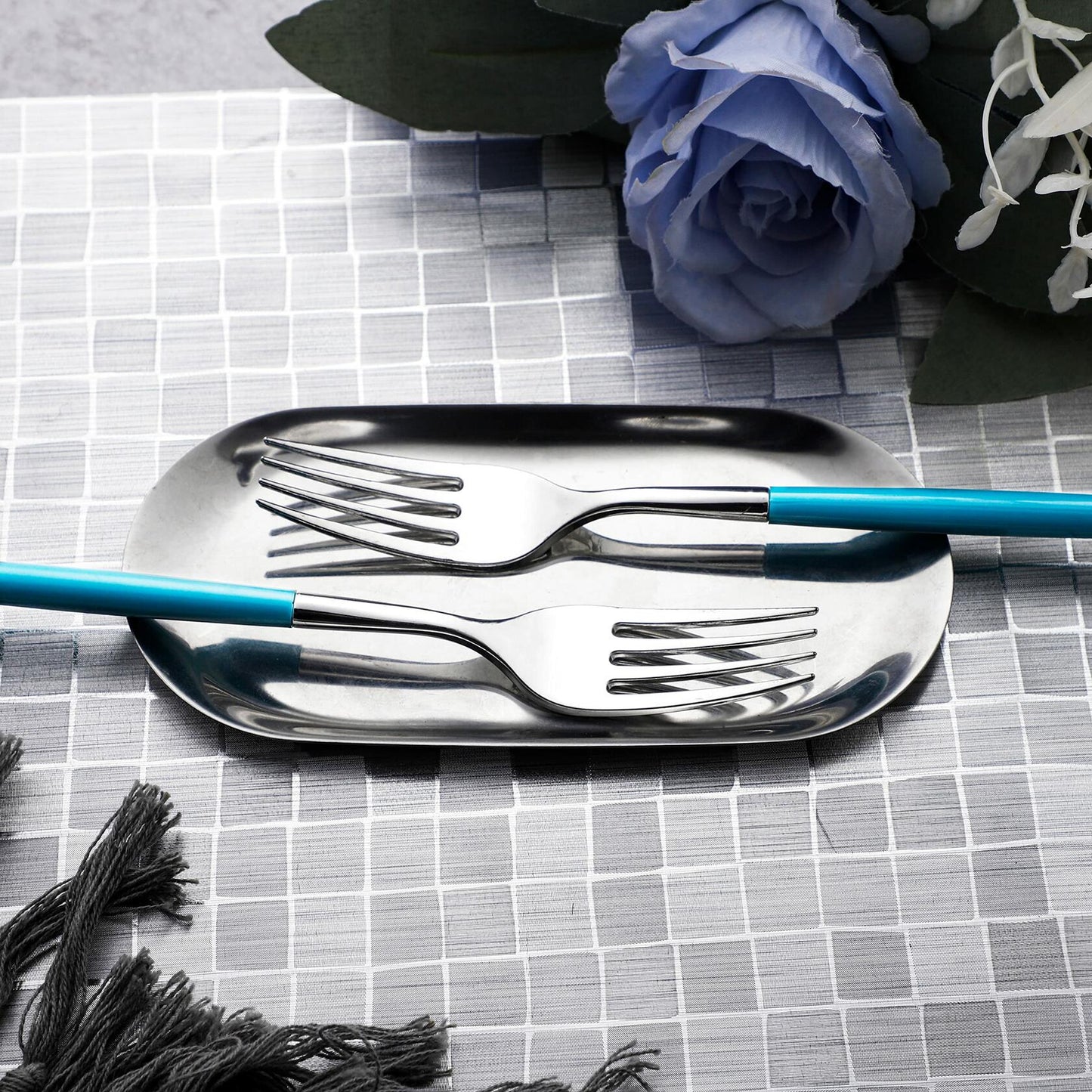 WELLIFE 120pcs Rose Gold Plastic Cutlery Set Forks Knives Spoons Party