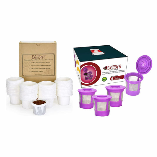 Delibru Reusable K Cups for Keurig 2.0 & 1.0 Coffee Makers 4 Pack Purple