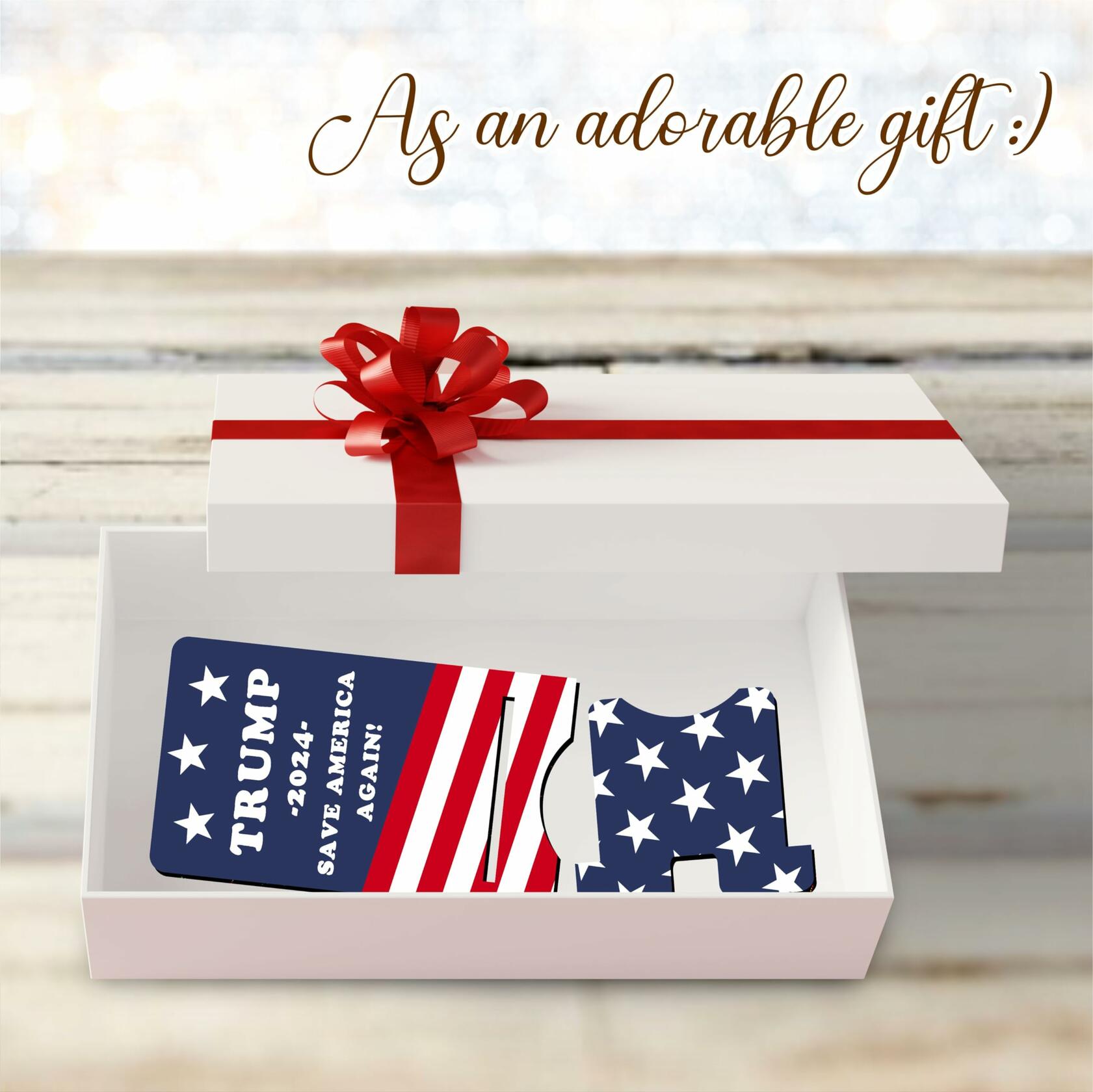 Nuckxy Wooden Phone Holder 2024 US Theme Desktop Stand Desk Organizer