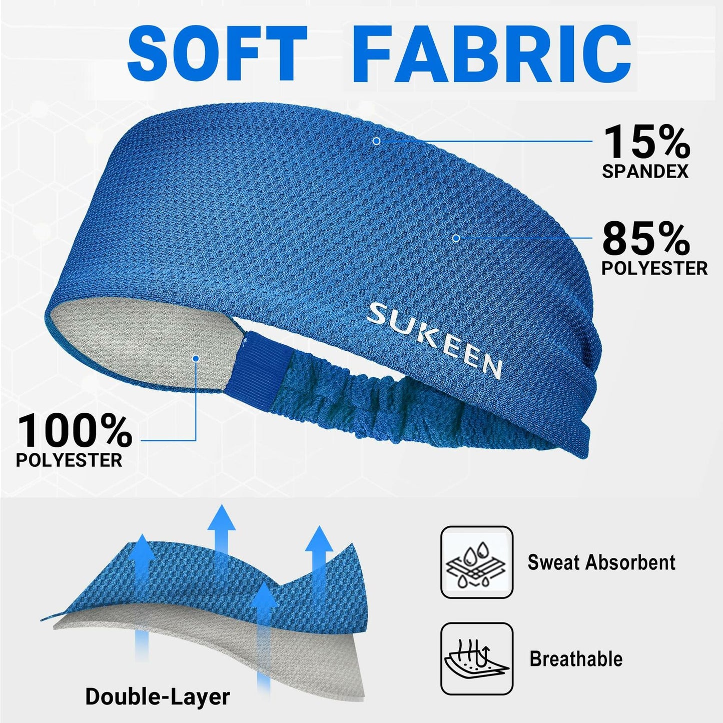 Sukeen Workout Headbands for Women Non Slip Sweat Bands 3 Pack Sports