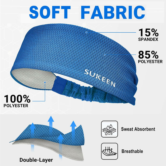 Sukeen Workout Headbands for Women Non Slip Sweat Bands 3 Pack Sports
