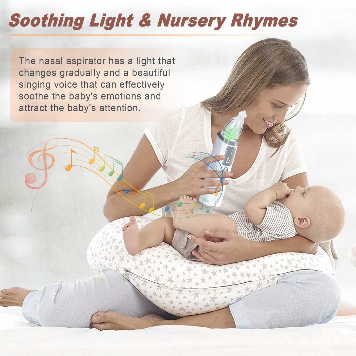 TopQuaFocus Baby Nasal Aspirator Electric Nose Cleaner 3 Suction Levels White