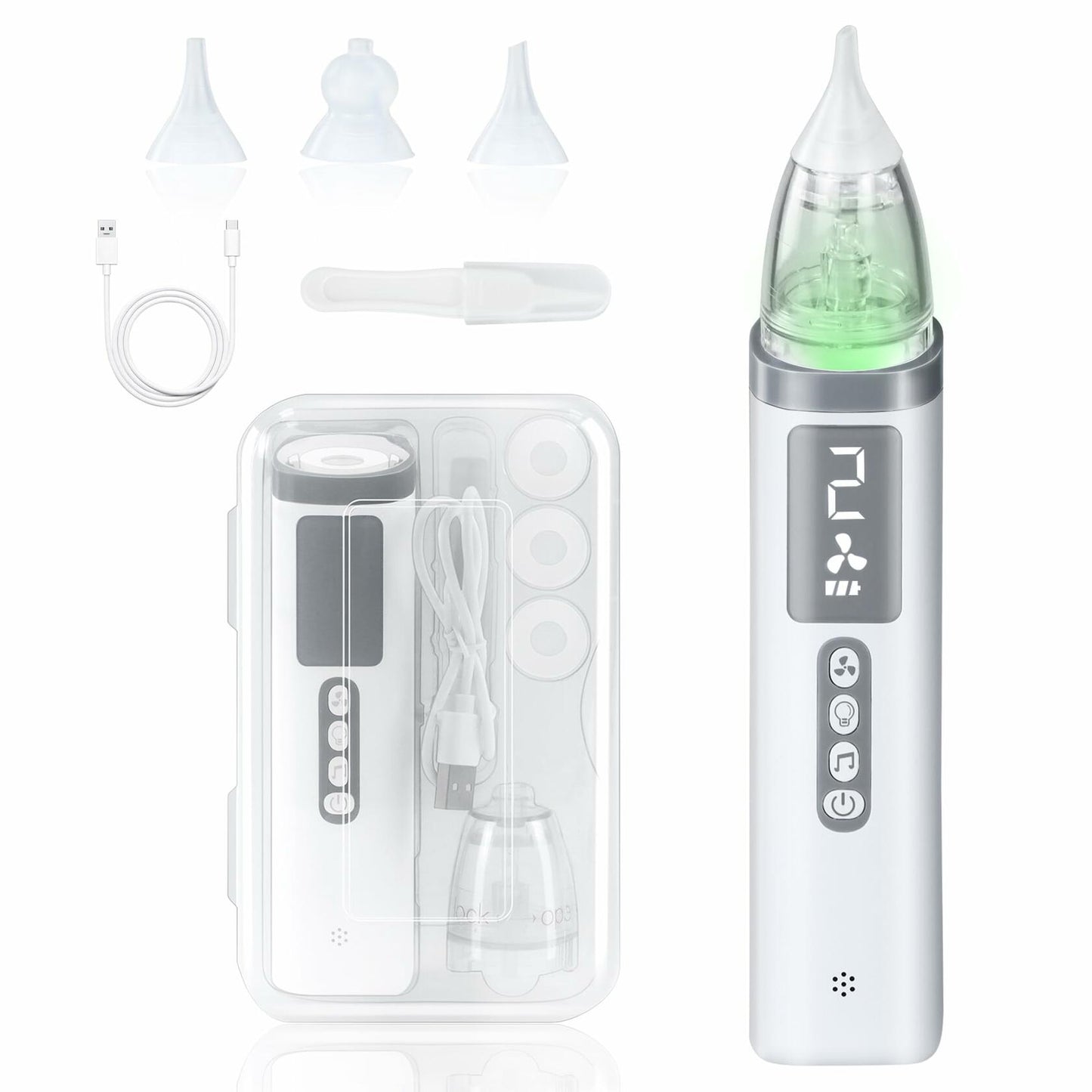 TopQuaFocus Baby Nasal Aspirator Electric Nose Cleaner 3 Suction Levels White