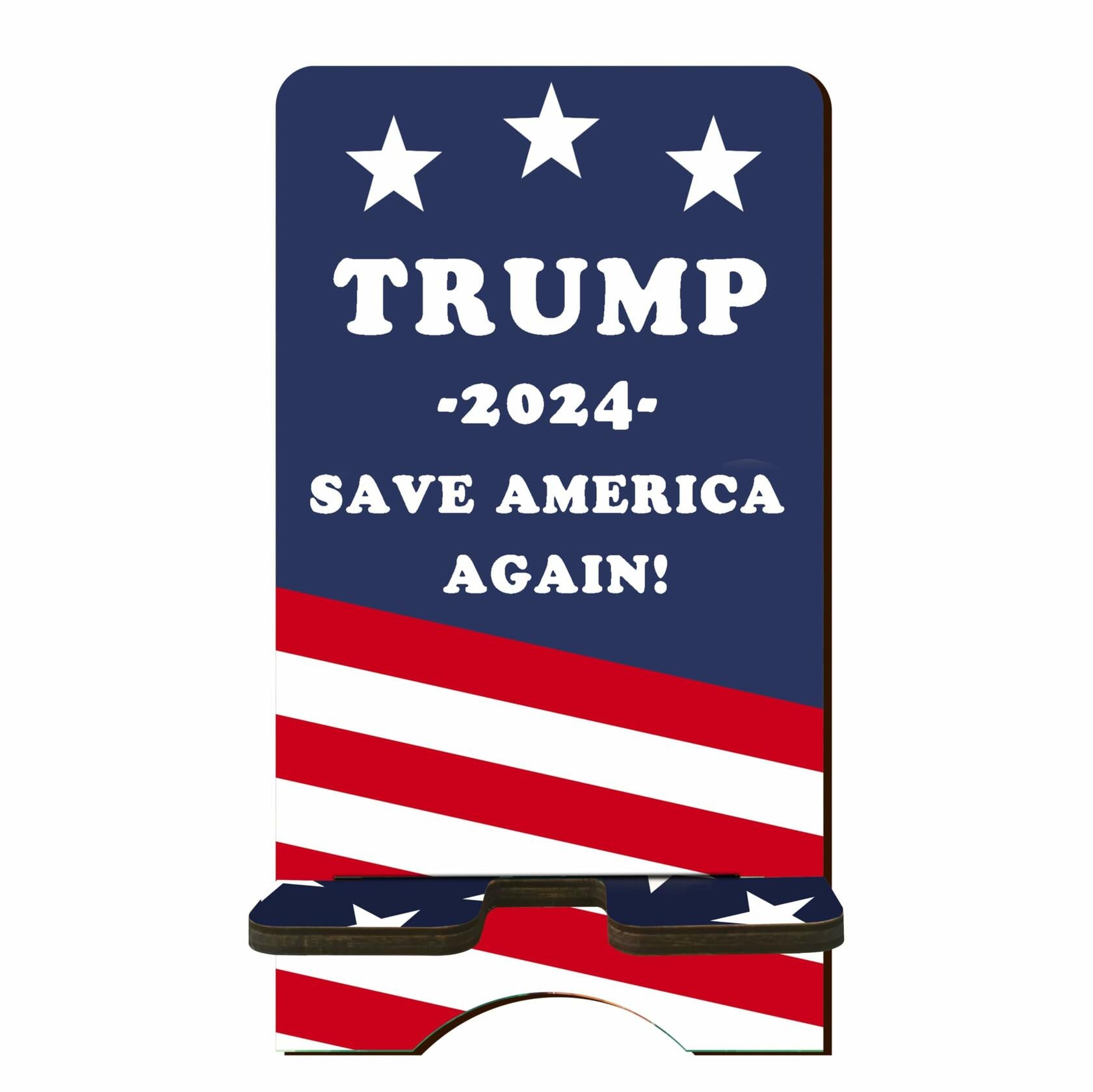 Nuckxy Wooden Phone Holder 2024 US Theme Desktop Stand Desk Organizer