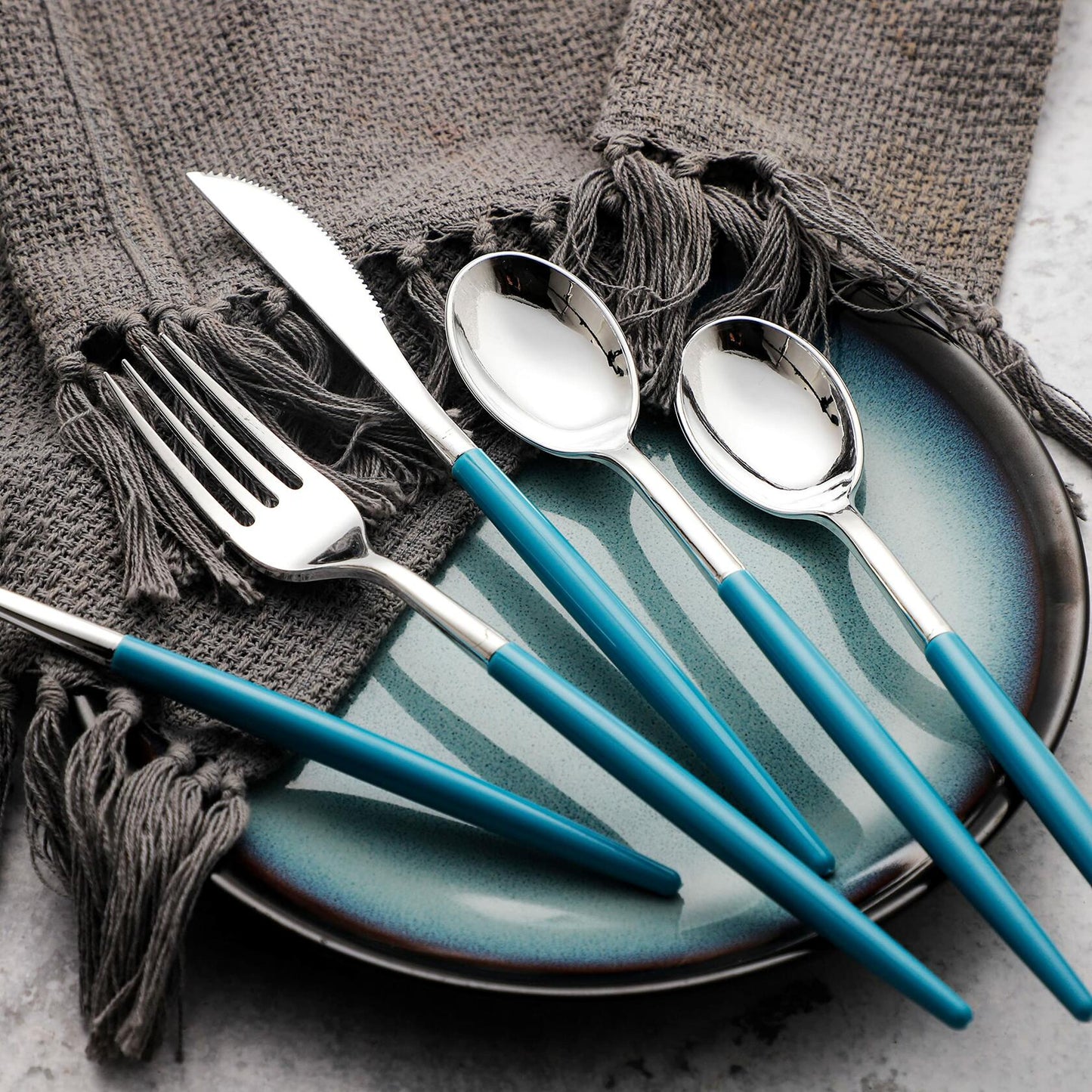 WELLIFE 120pcs Rose Gold Plastic Cutlery Set Forks Knives Spoons Party