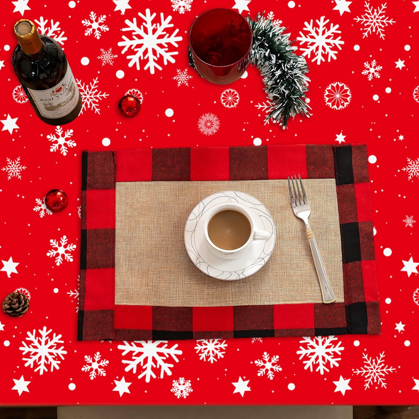 FZR Legend 2Pack Christmas Tablecloth Plastic Snowflake Red Green
