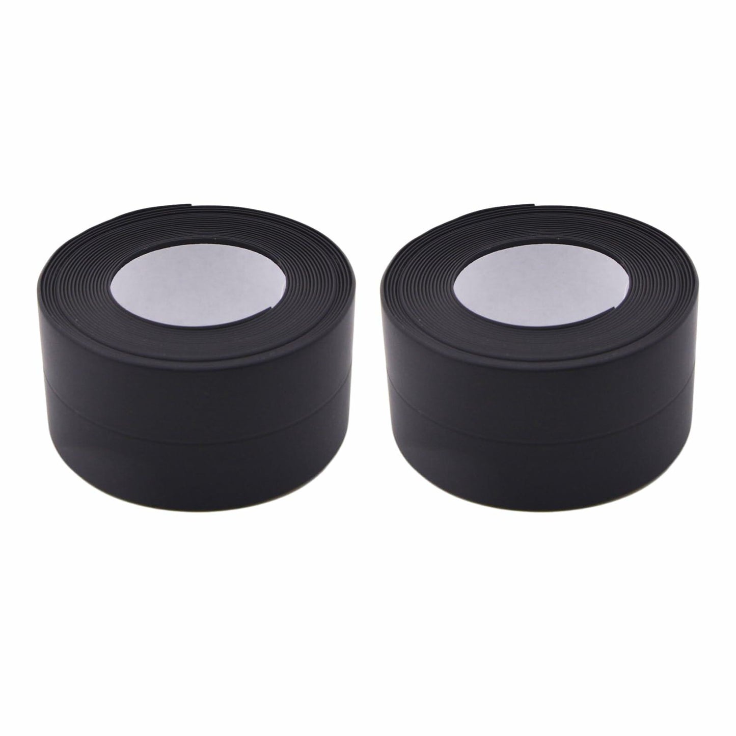 Qiveno 2pcs Waterproof Caulk Tape Black PVC Sealant for Kitchen Bathroom 10.5ft