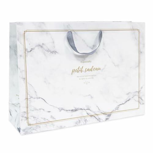 [Like New] Pomei 20 PCS Marble Paper Gift Bags Gray Handles 17.1x5.1x12.2in