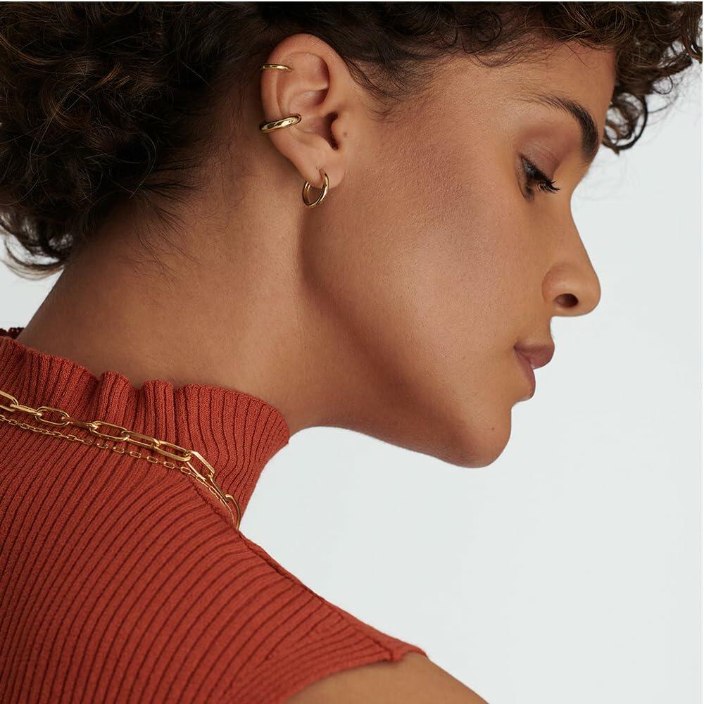 YANLVE 14K Gold Plated Small Huggie Hoop Earrings Set of 3 Pairs Women