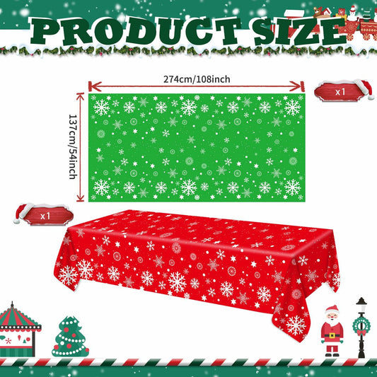 FZR Legend 2Pack Christmas Tablecloth Plastic Snowflake Red Green