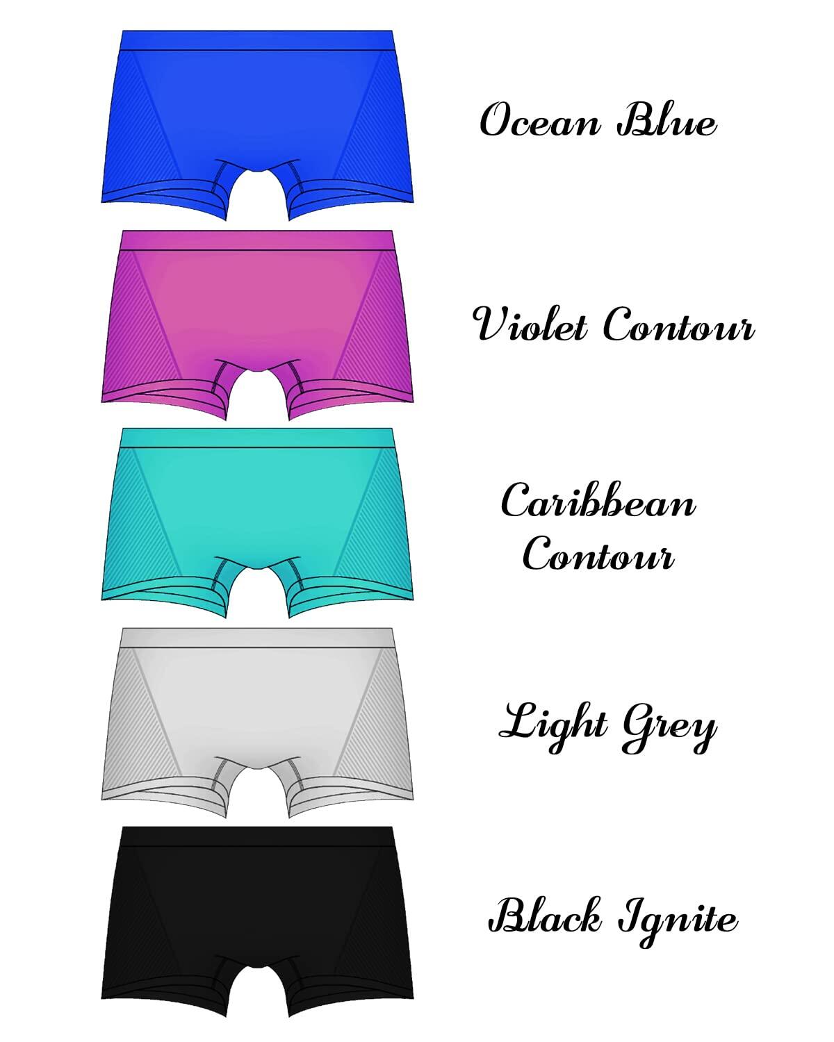 [Like New] R RUXIA Womens Boyshort Panties Seamless Nylon Stretch Boxer Briefs 5 Pack L