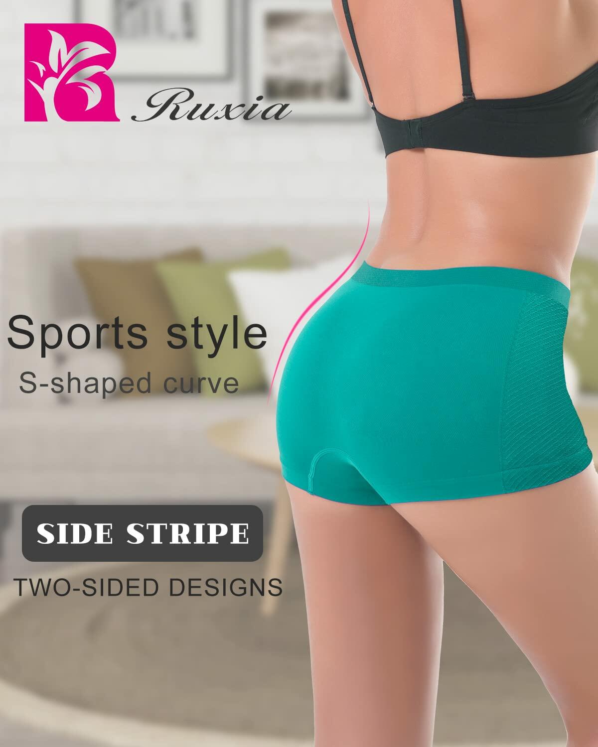 [Like New] R RUXIA Womens Boyshort Panties Seamless Nylon Stretch Boxer Briefs 5 Pack L