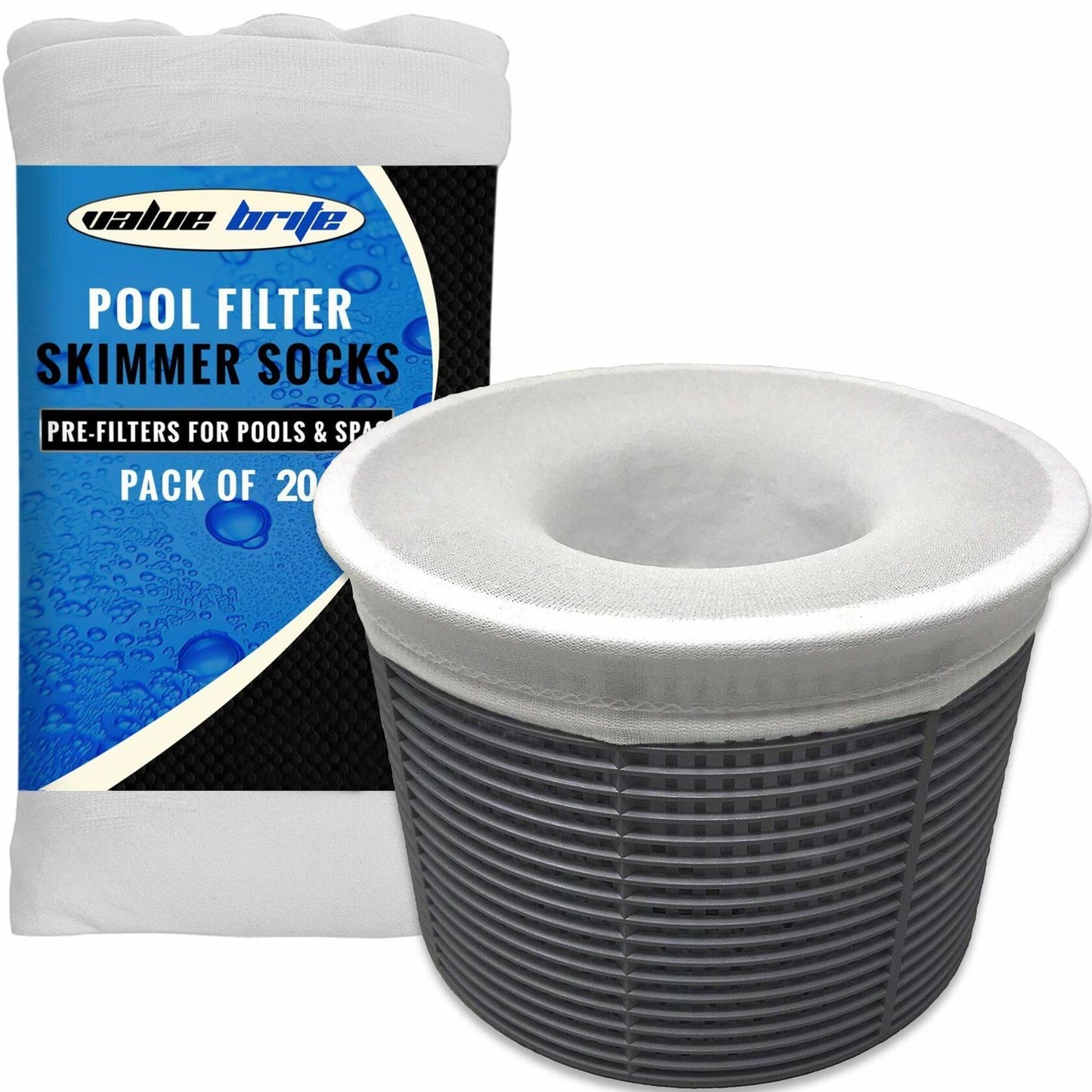 Value Brite Pool Skimmer Socks Pack of 20 Fine Mesh Pre-Filter Savers