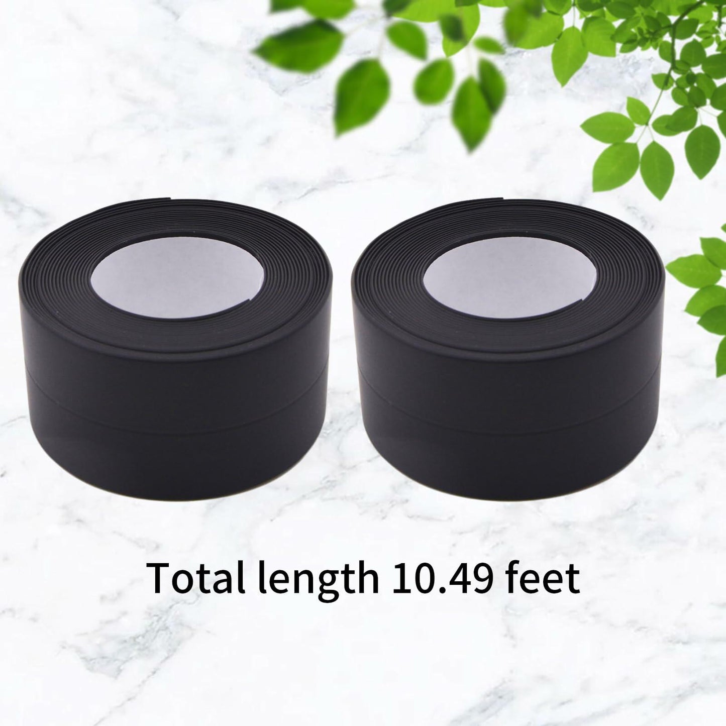 Qiveno 2pcs Waterproof Caulk Tape Black PVC Sealant for Kitchen Bathroom 10.5ft