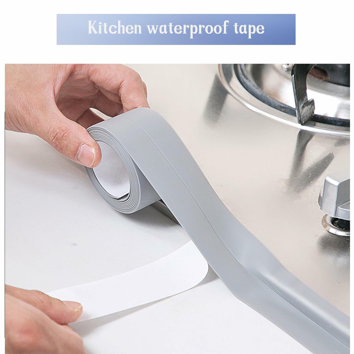 Qiveno 2pcs Waterproof Caulk Tape Black PVC Sealant for Kitchen Bathroom 10.5ft