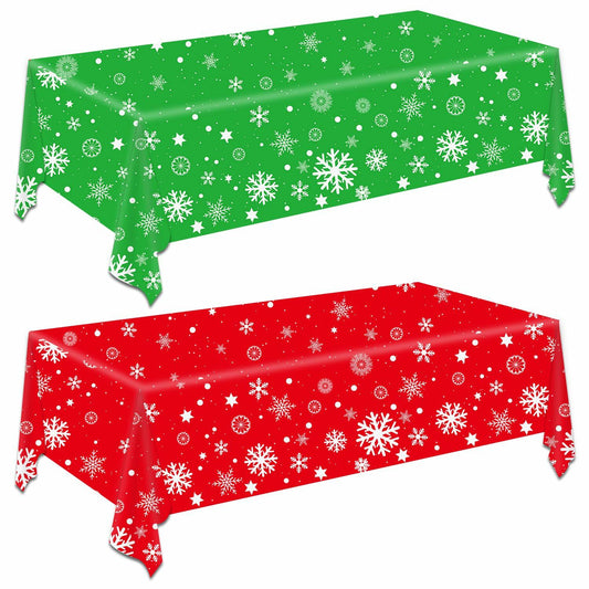 FZR Legend 2Pack Christmas Tablecloth Plastic Snowflake Red Green