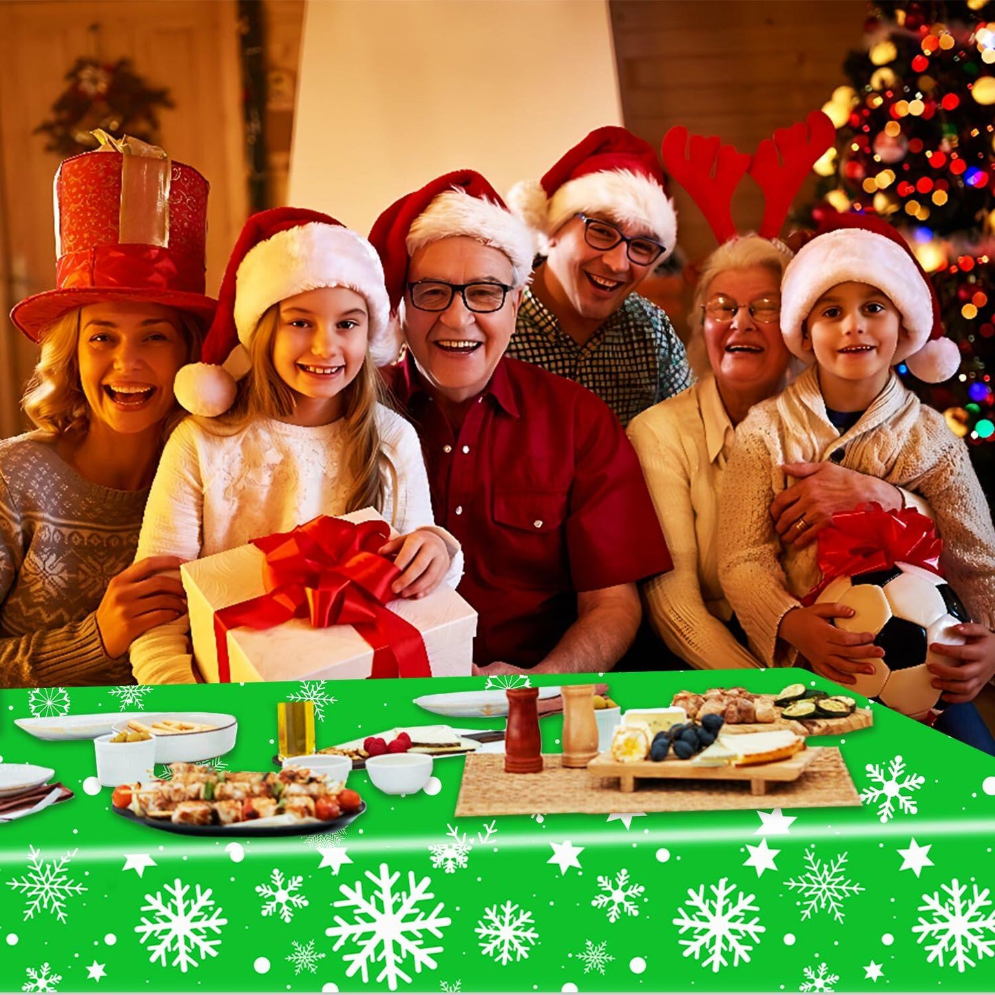 FZR Legend 2Pack Christmas Tablecloth Plastic Snowflake Red Green