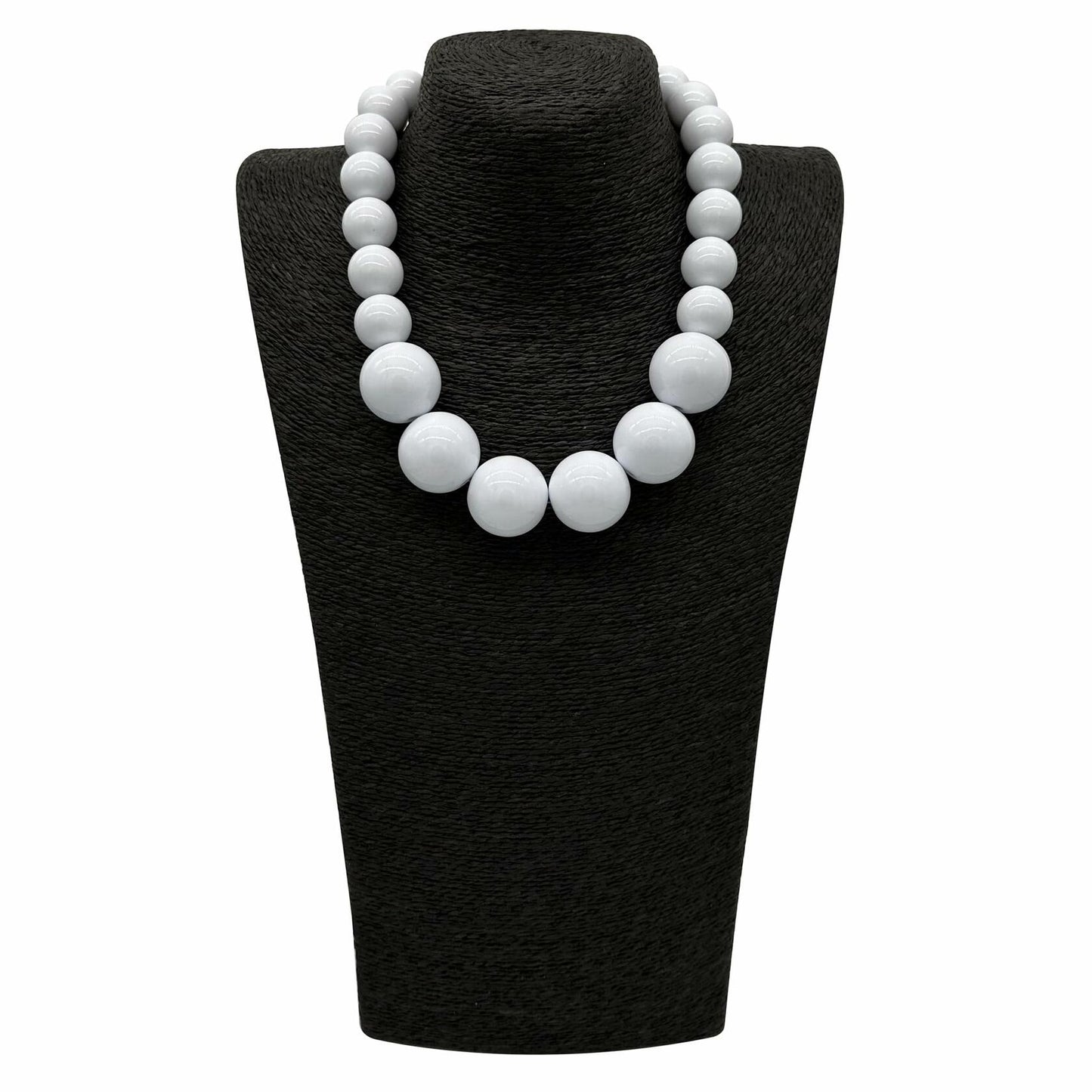 [Like New] JHWZAIY White Acrylic Beaded Necklace Chunky Statement 02 Set