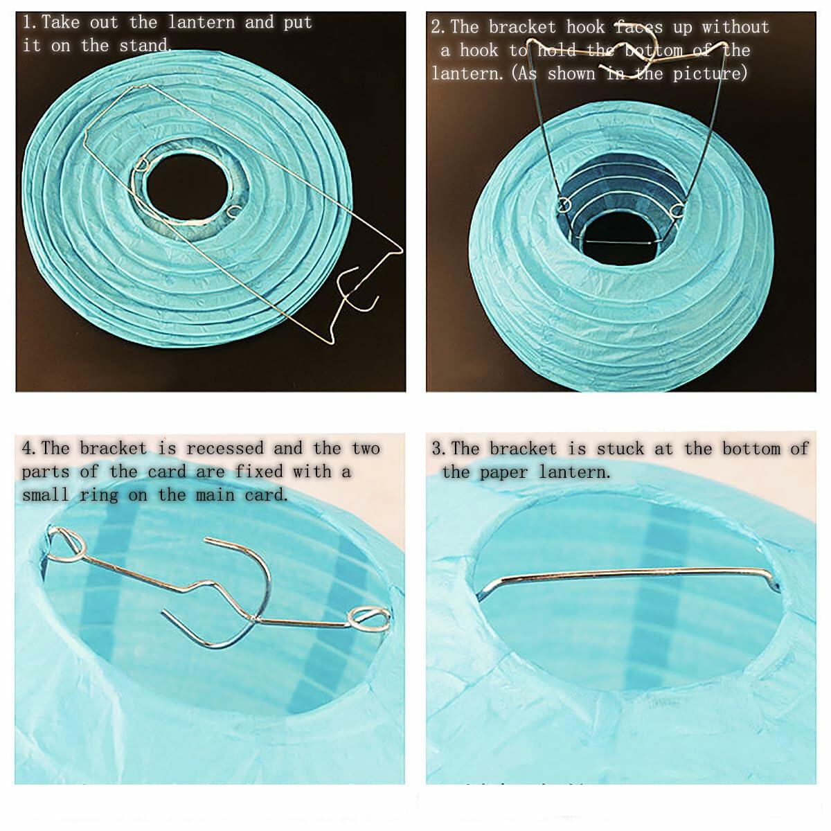 MONBASA 12 Inch Blue Japanese Paper Lantern Lamp Set of 5