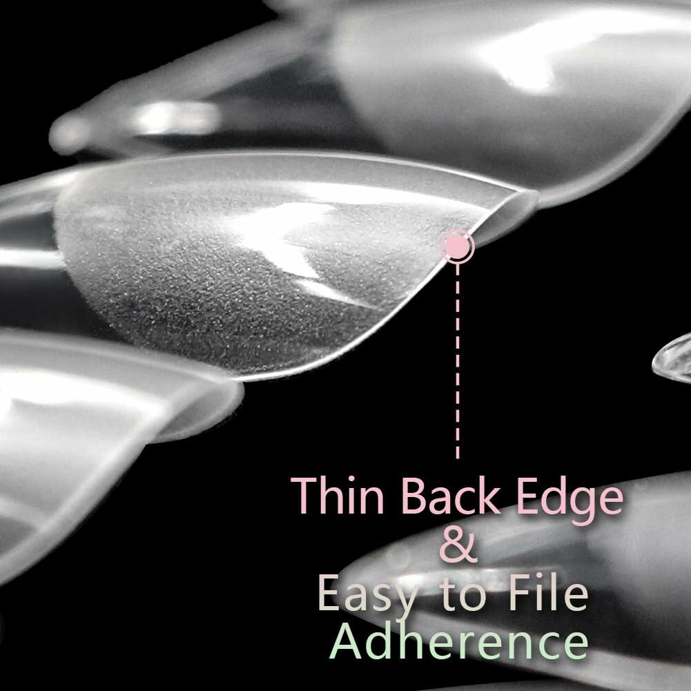 PrettyYo Short Almond Gel Nail Tips 240Pcs Clear 12 Sizes Full Cover