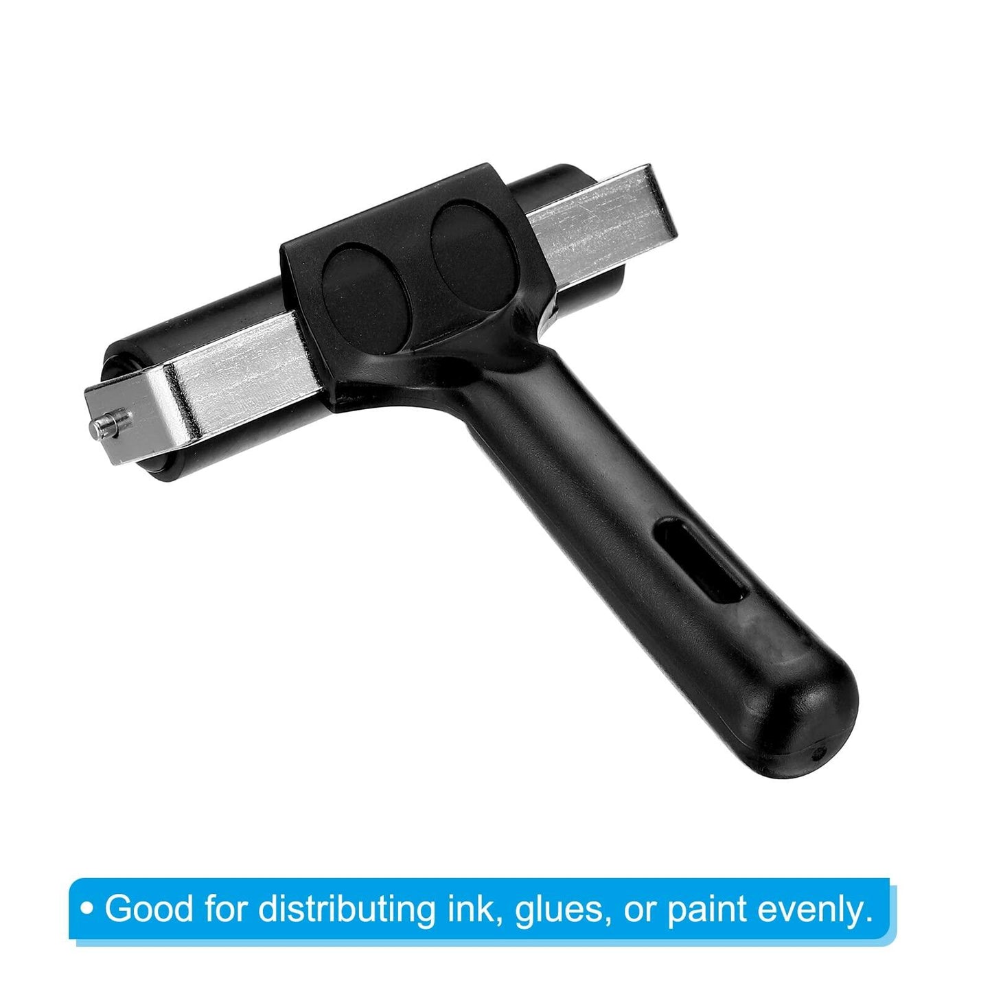 PATIKIL 4in Rubber Roller Brayer 2pcs Anti Skid Hard Black