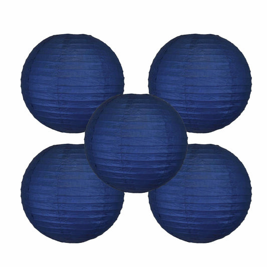 MONBASA 12 Inch Blue Japanese Paper Lantern Lamp Set of 5