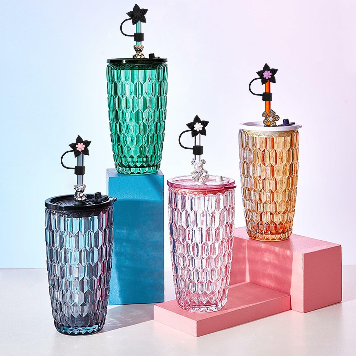 Xyntara Silicone Straw Covers for Stanley 40oz Cups Christmas Style 8pcs