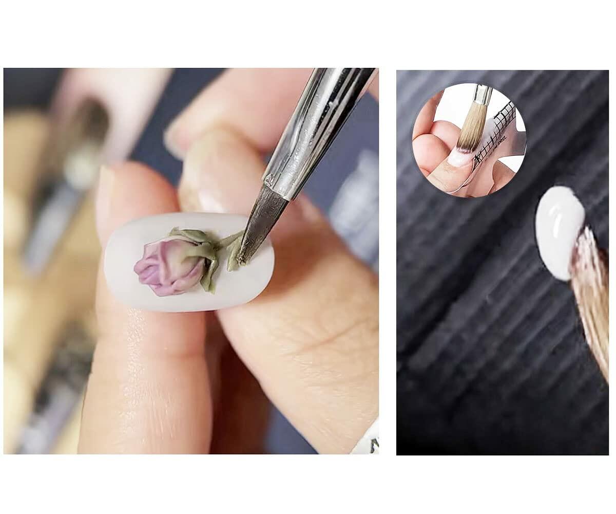 cutegodess Nail Art Brush 6PCS Nylon Wood Handle Acrylic Manicure Bronze