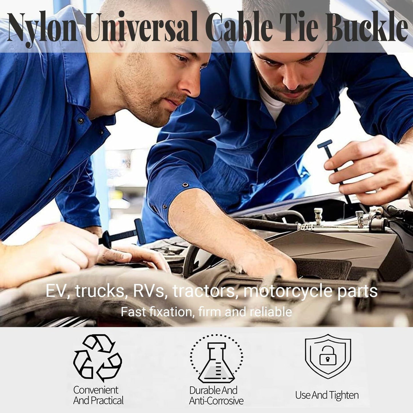 SSFUN Nylon Universal Cable Tie Buckle Push Mount UV Resistant 3.54in 20Pcs