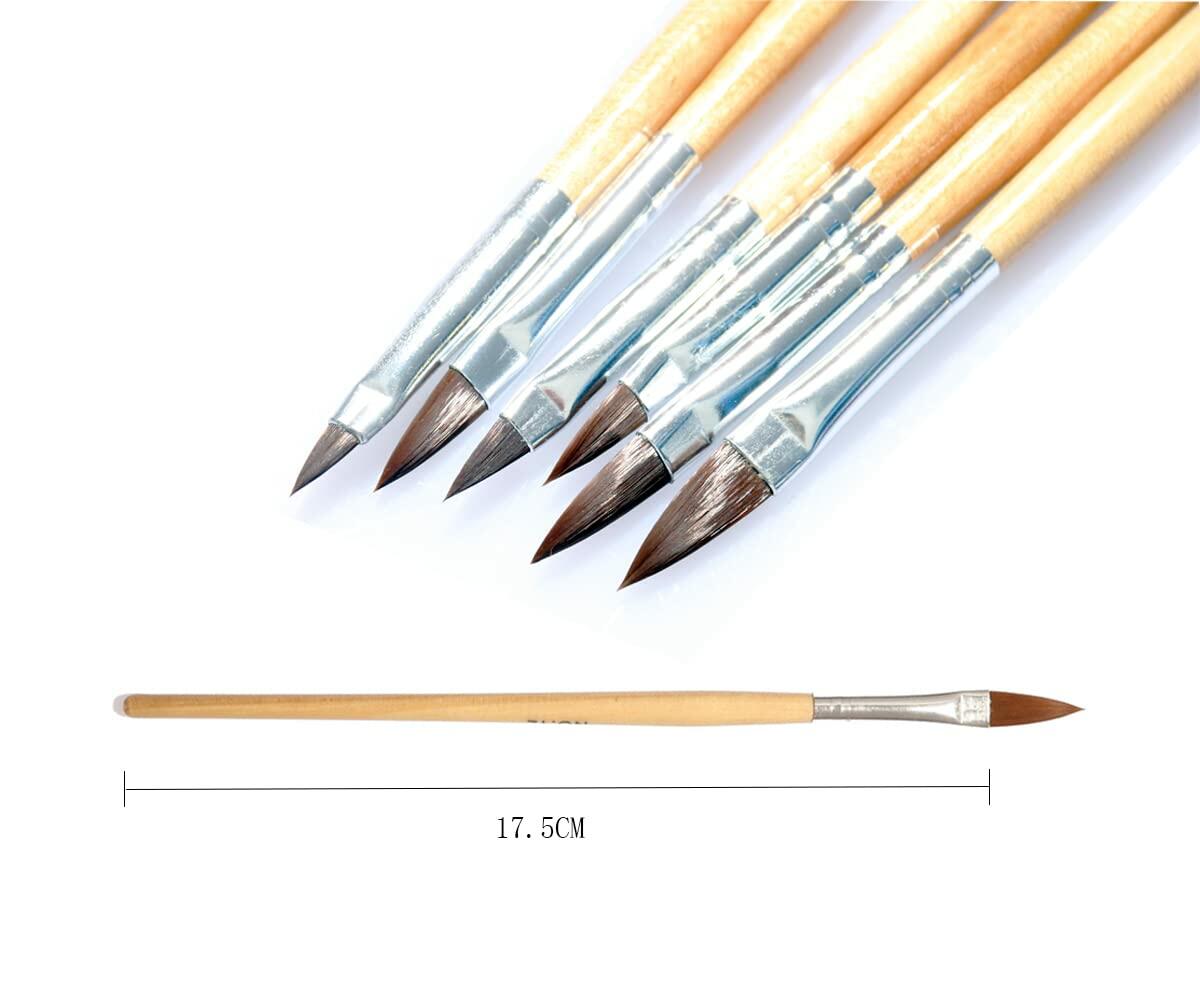 cutegodess Nail Art Brush 6PCS Nylon Wood Handle Acrylic Manicure Bronze